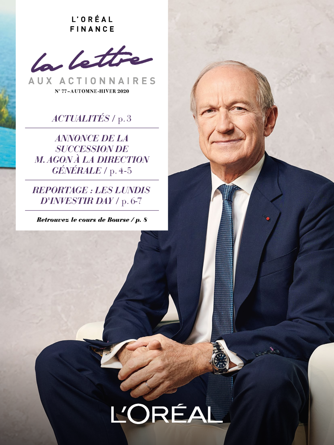 Couverture - "La lettre aux actionnaires - N°77- Automne / Hiver 2020"